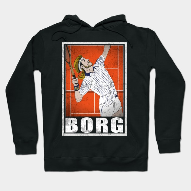 Borg Tennis Player Hero Vintage Grunge Hoodie by TEEWEB